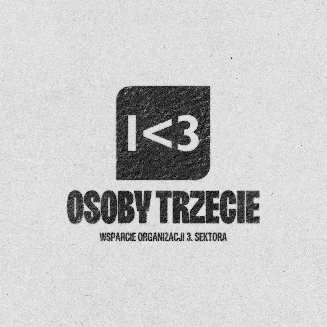 Logo with a black square showing I<3 and text Osoby Trzecie below with smaller subtitle.